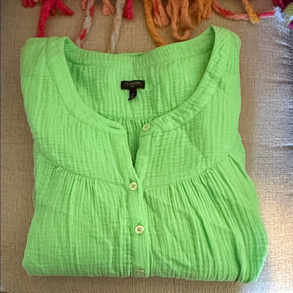 Talbots Button Down Spring Green Button Down Blou… - image 1